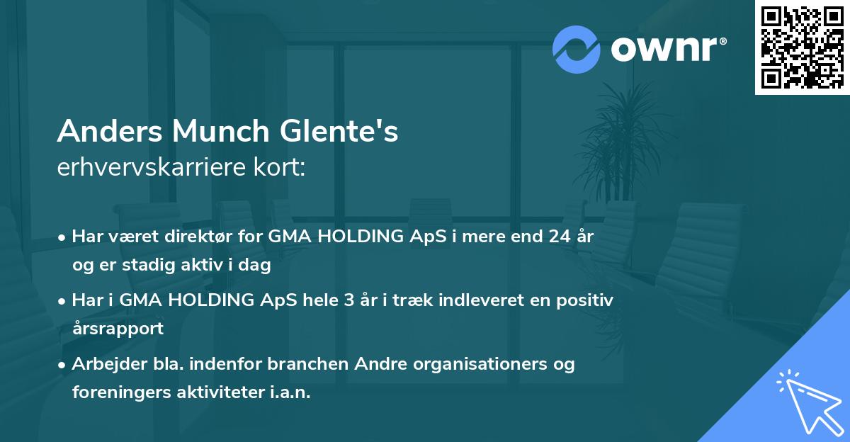 Anders Munch Glente's erhvervskarriere kort
