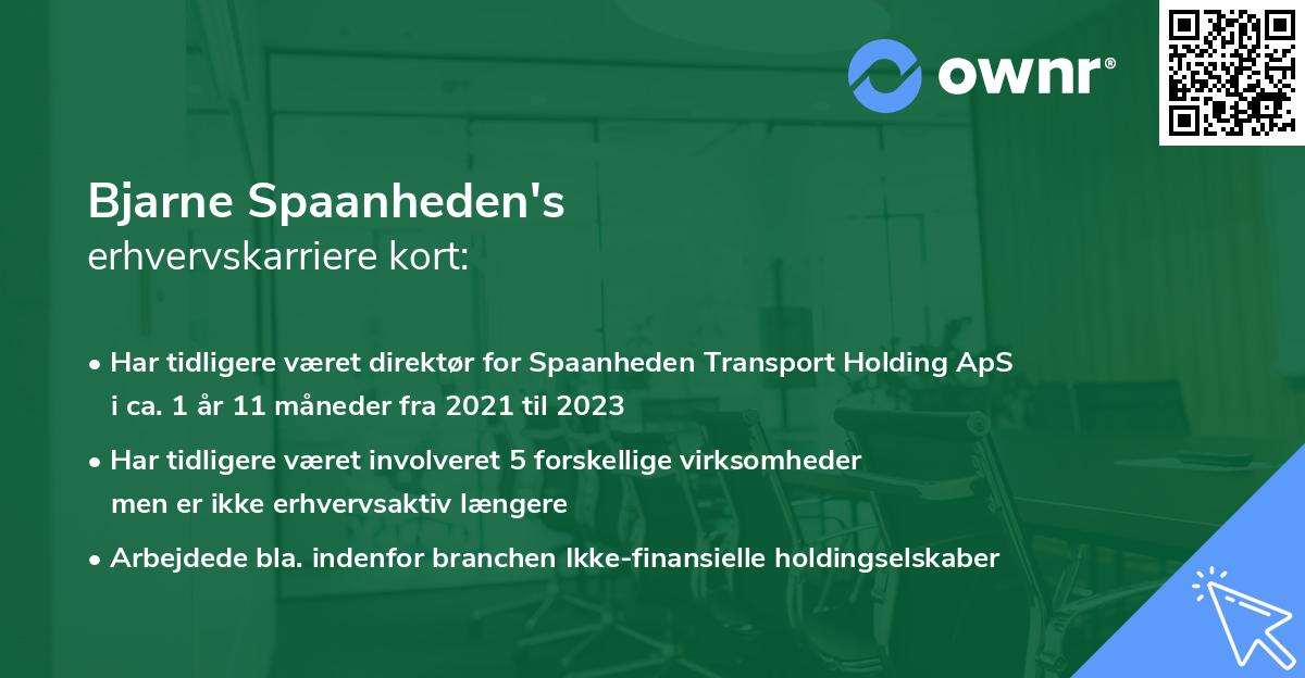 Bjarne Spaanheden's erhvervskarriere kort