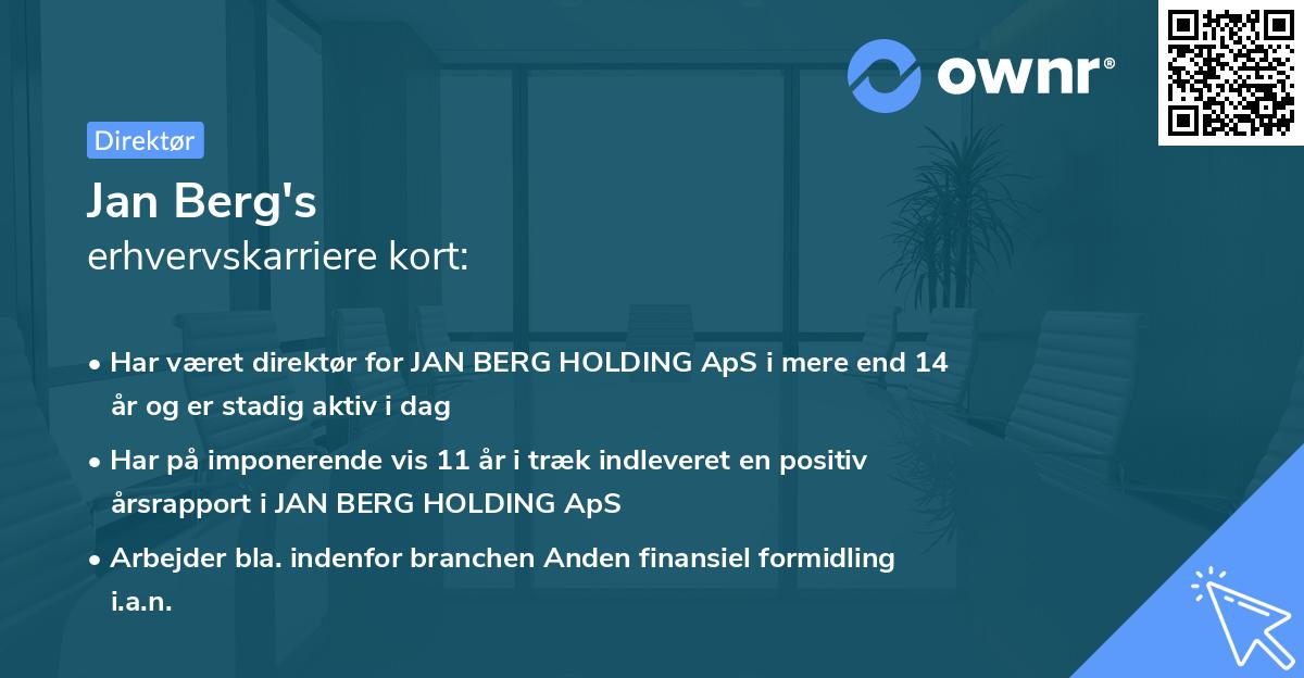 Jan Berg's erhvervskarriere kort