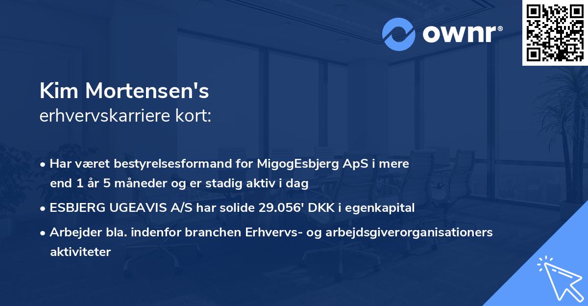 Kim Mortensen's erhvervskarriere kort