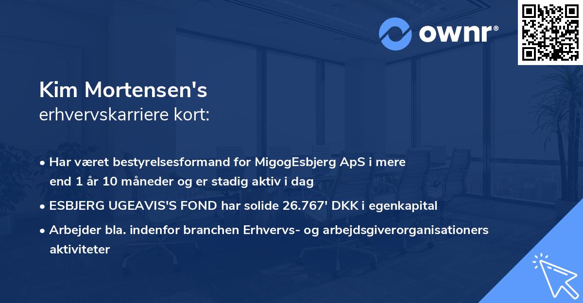 Kim Mortensen's erhvervskarriere kort
