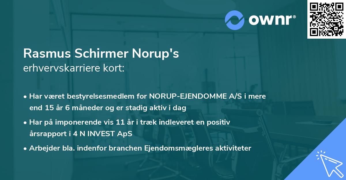 Rasmus Schirmer Norup's erhvervskarriere kort