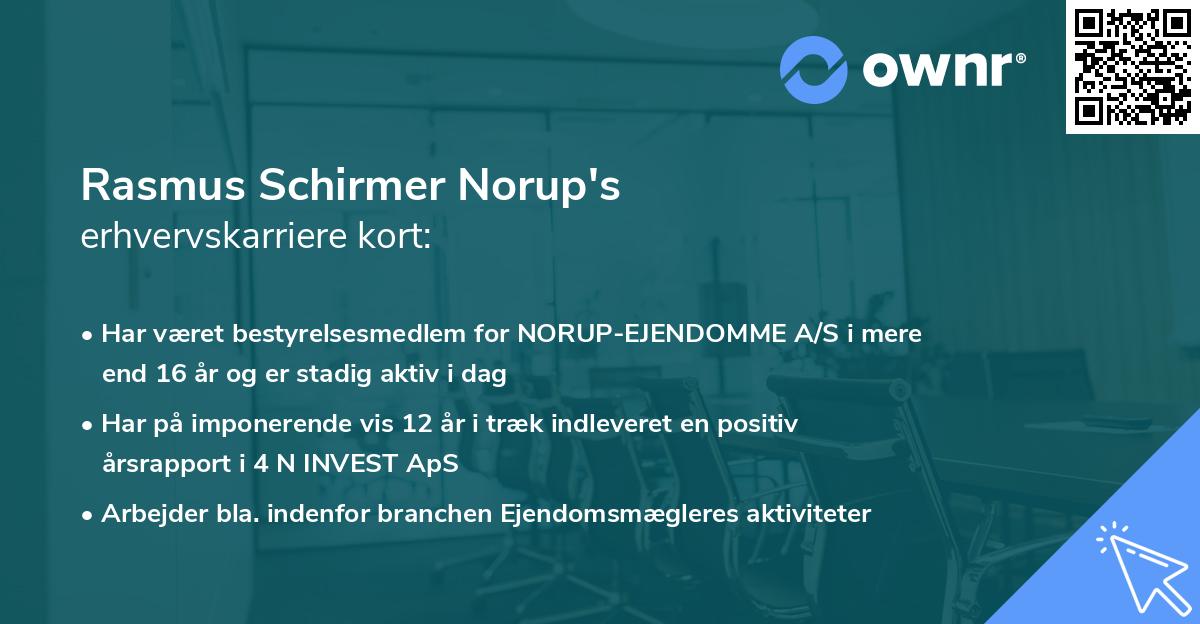 Rasmus Schirmer Norup's erhvervskarriere kort