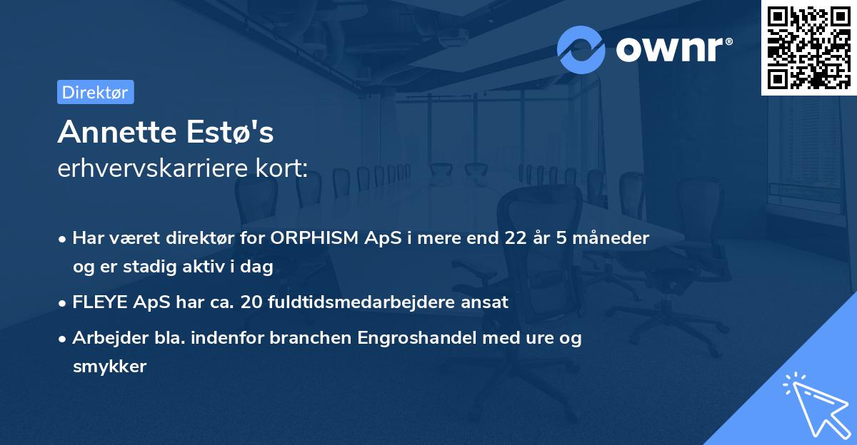 Annette Estø's erhvervskarriere kort