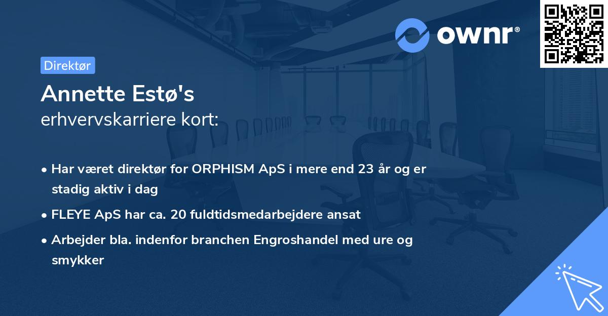 Annette Estø's erhvervskarriere kort