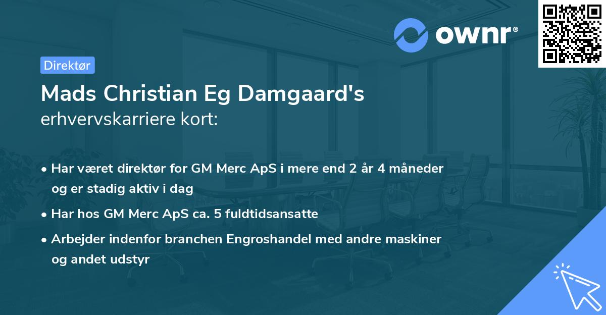 Mads Christian Eg Damgaard's erhvervskarriere kort