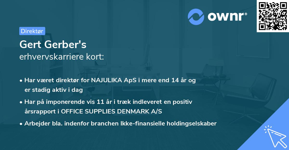 Gert Gerber's erhvervskarriere kort