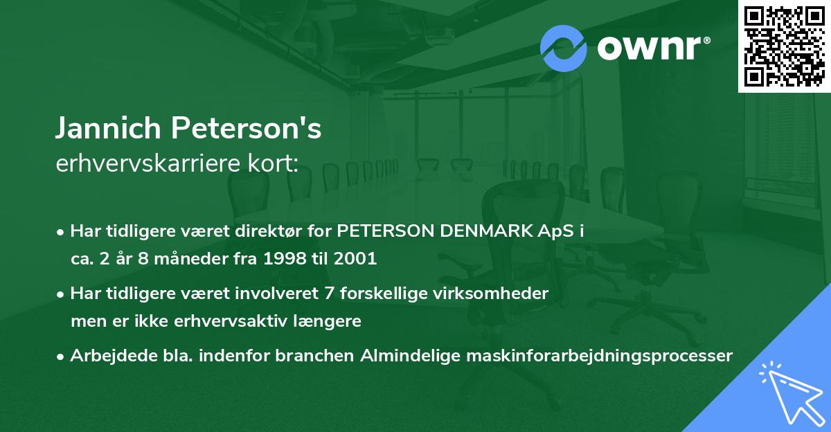 Jannich Peterson's erhvervskarriere kort