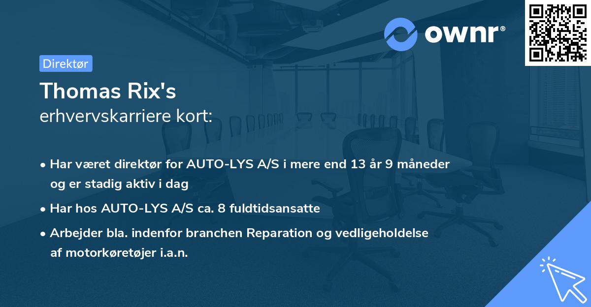 Thomas Rix's erhvervskarriere kort