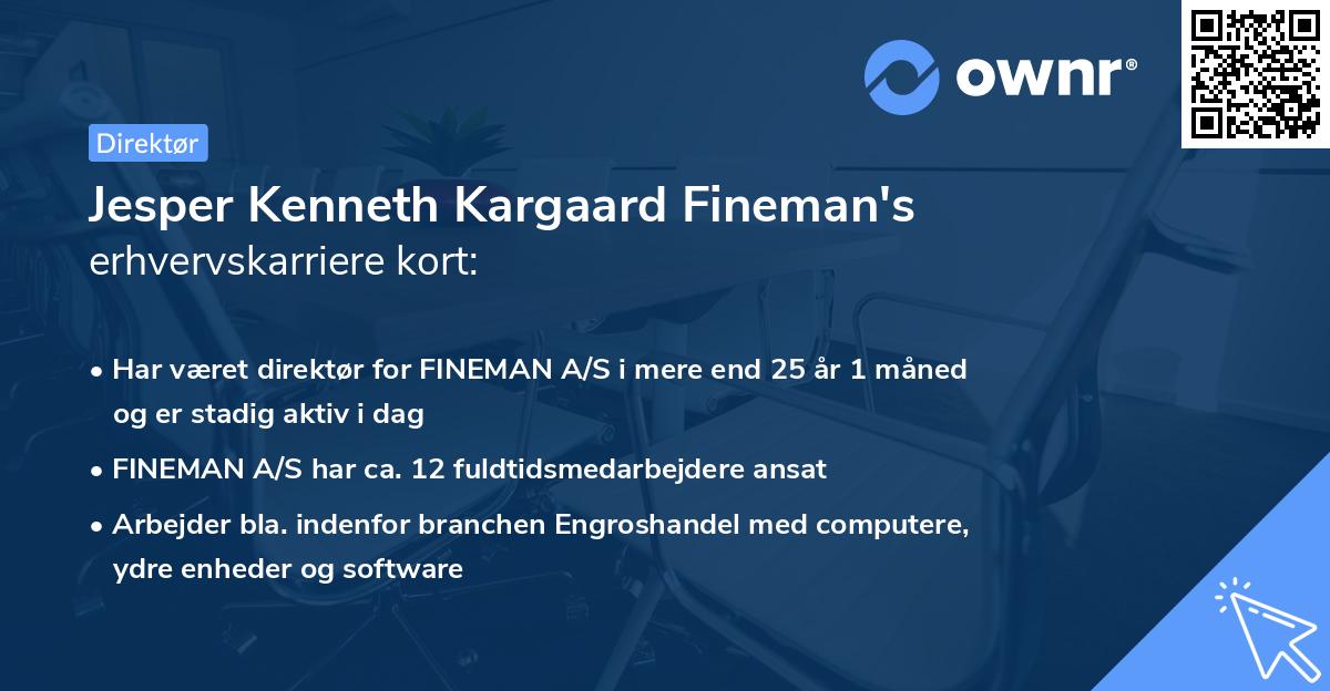 Jesper Kenneth Kargaard Fineman's erhvervskarriere kort