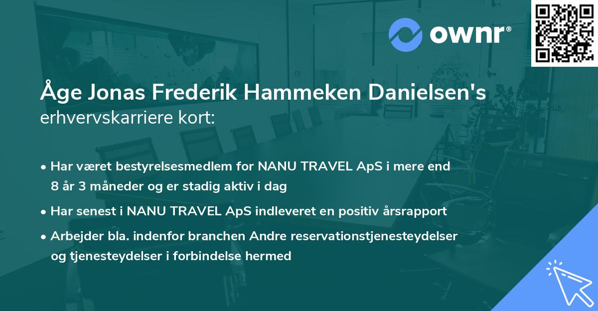 Åge Jonas Frederik Hammeken Danielsen's erhvervskarriere kort