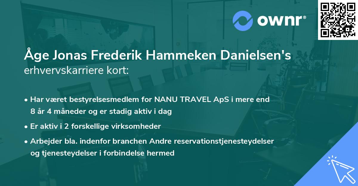 Åge Jonas Frederik Hammeken Danielsen's erhvervskarriere kort