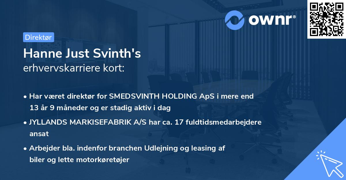 Hanne Just Svinth's erhvervskarriere kort