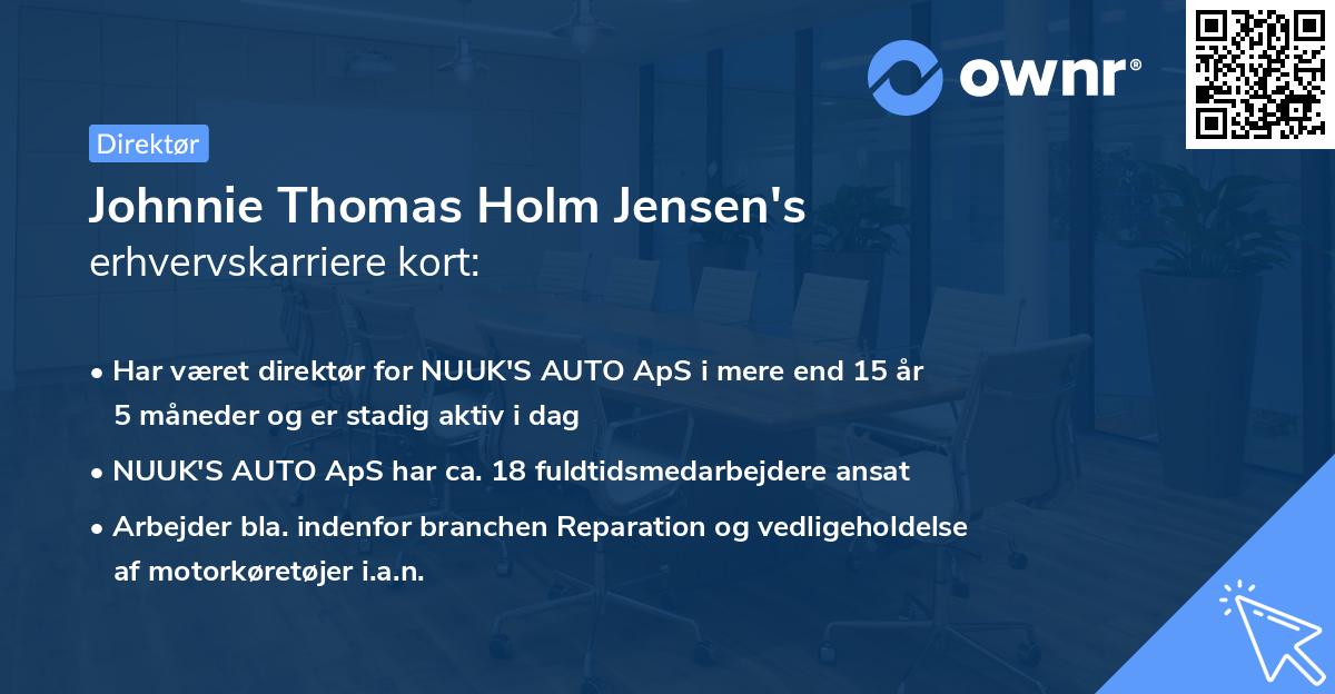 Johnnie Thomas Holm Jensen's erhvervskarriere kort