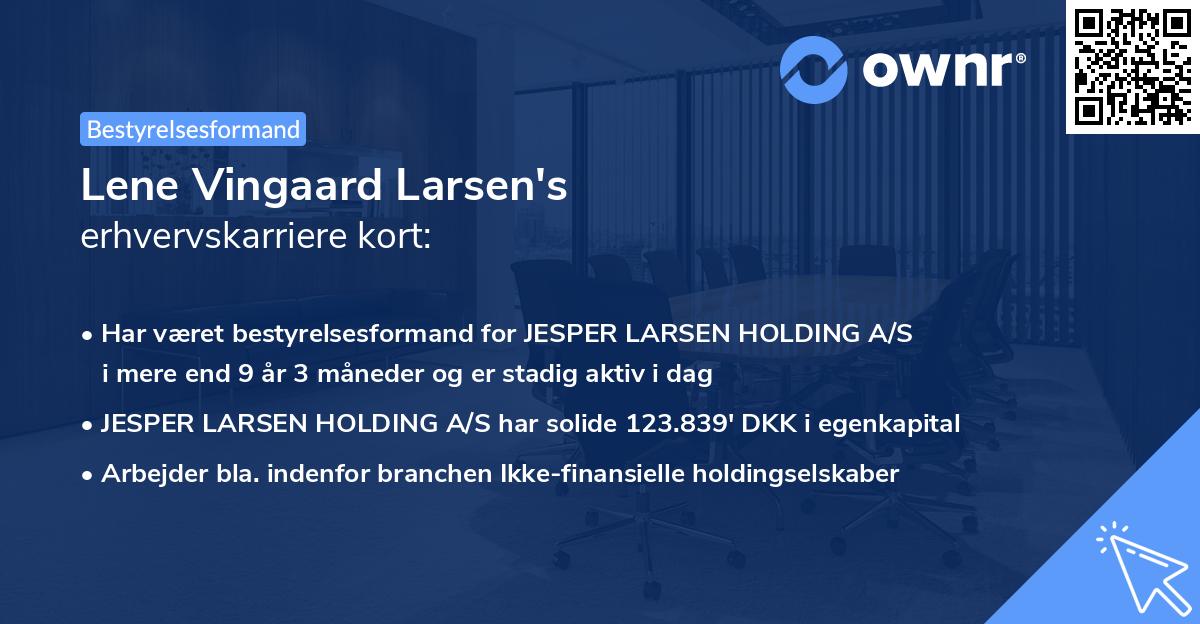Lene Vingaard Larsen's erhvervskarriere kort