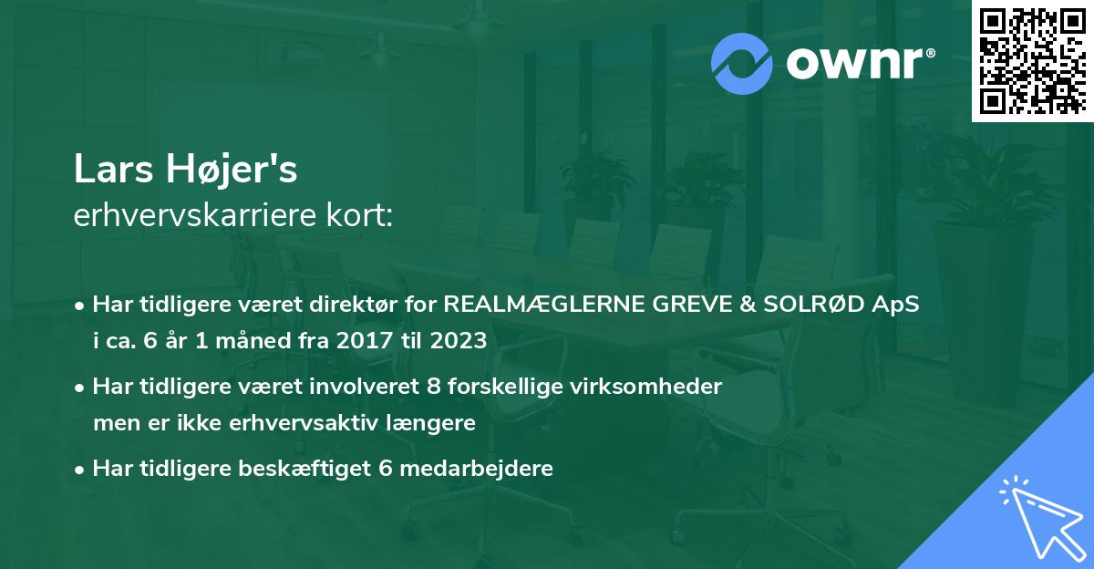 Lars Højer's erhvervskarriere kort