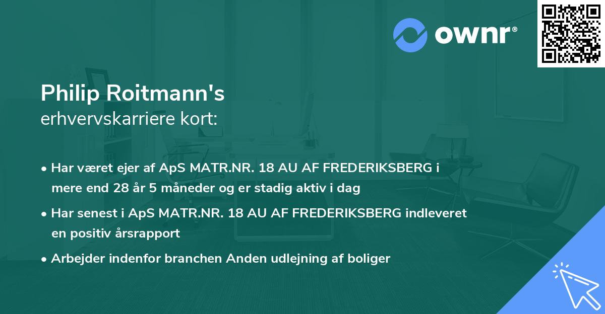 Philip Roitmann's erhvervskarriere kort