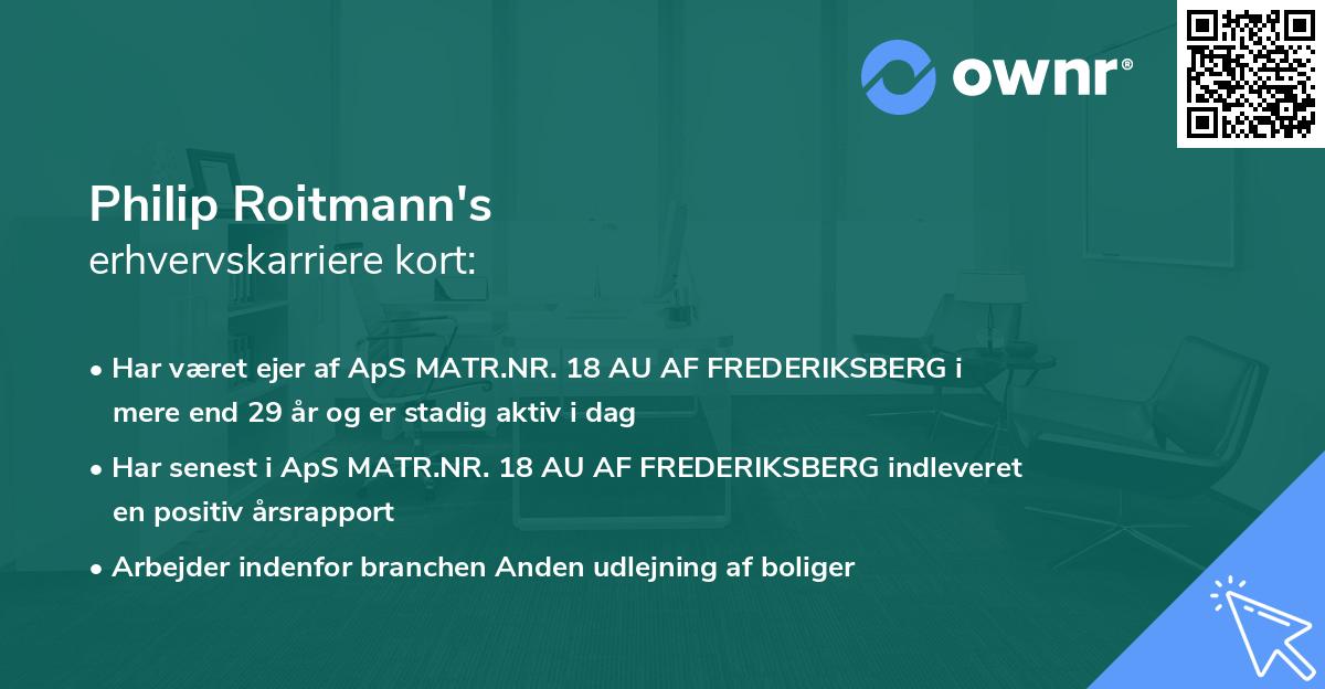 Philip Roitmann's erhvervskarriere kort