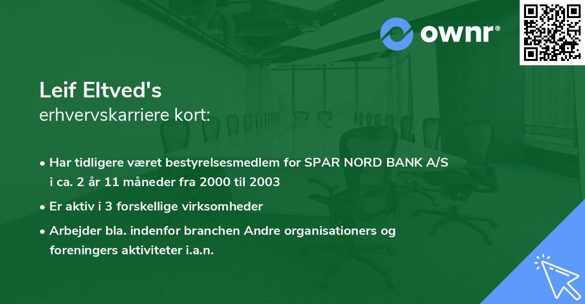 Leif Eltved's erhvervskarriere kort