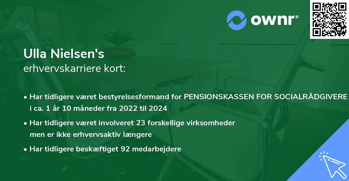 Ulla Nielsen's erhvervskarriere kort