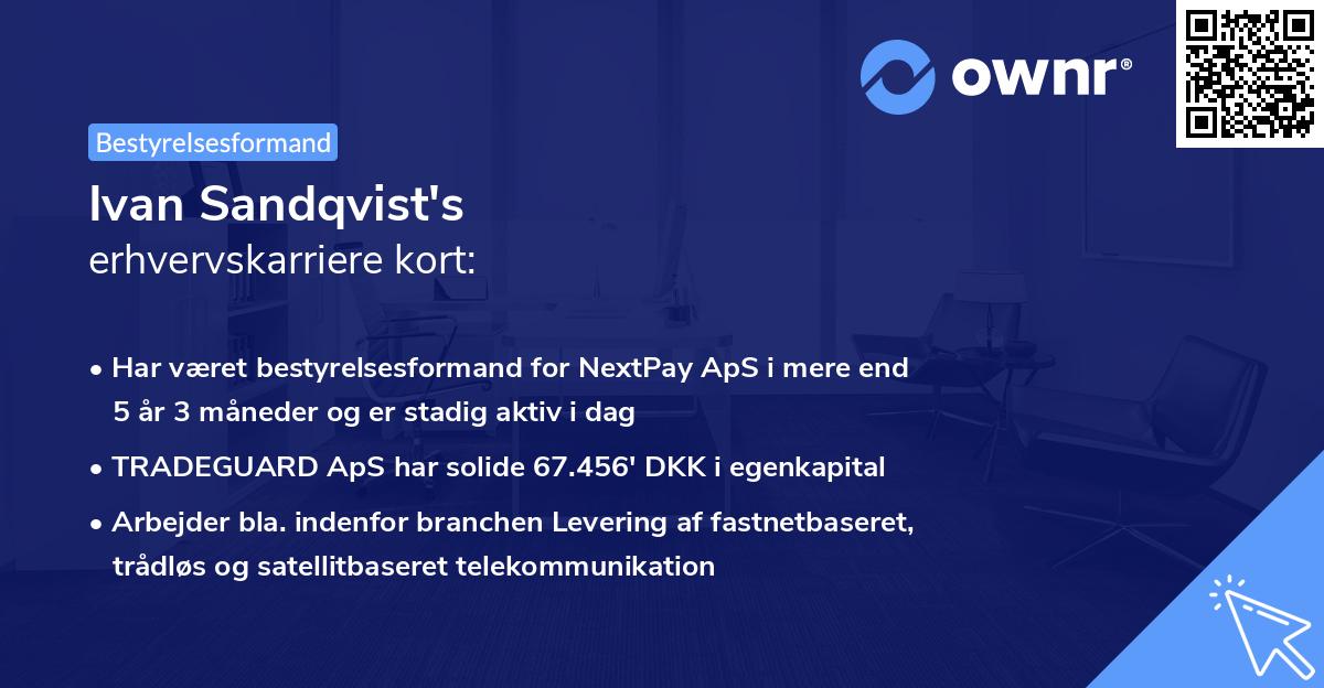Ivan Sandqvist's erhvervskarriere kort