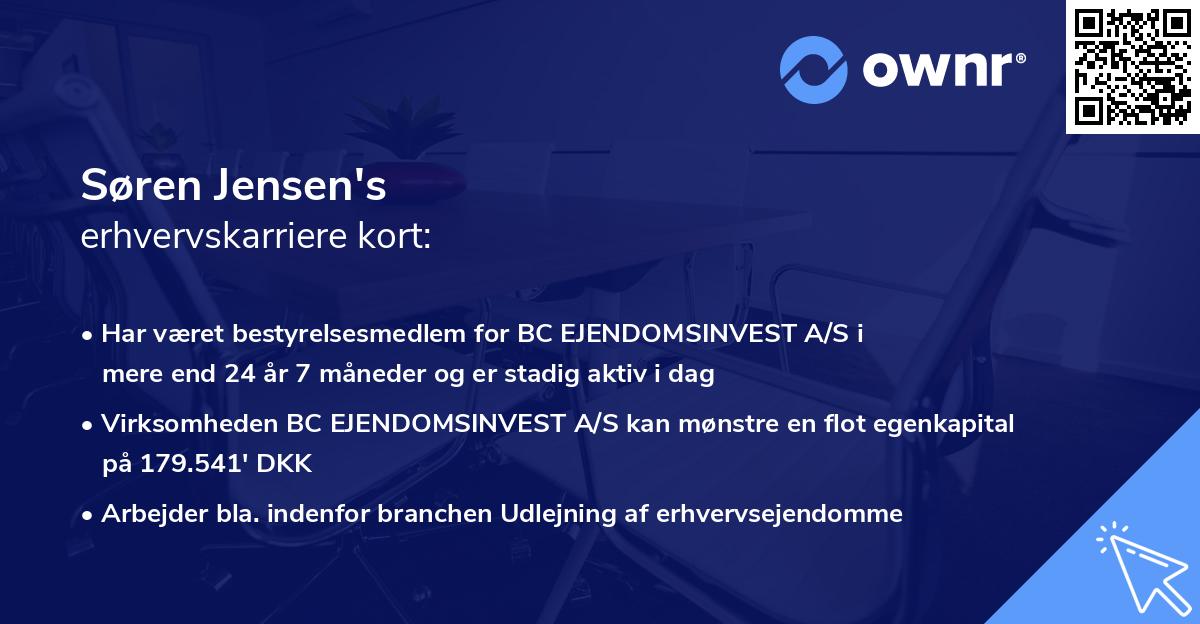 Søren Jensen's erhvervskarriere kort