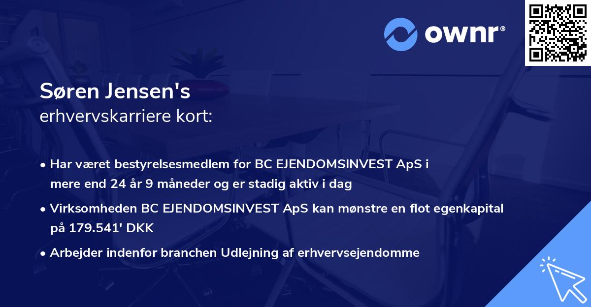 Søren Jensen's erhvervskarriere kort