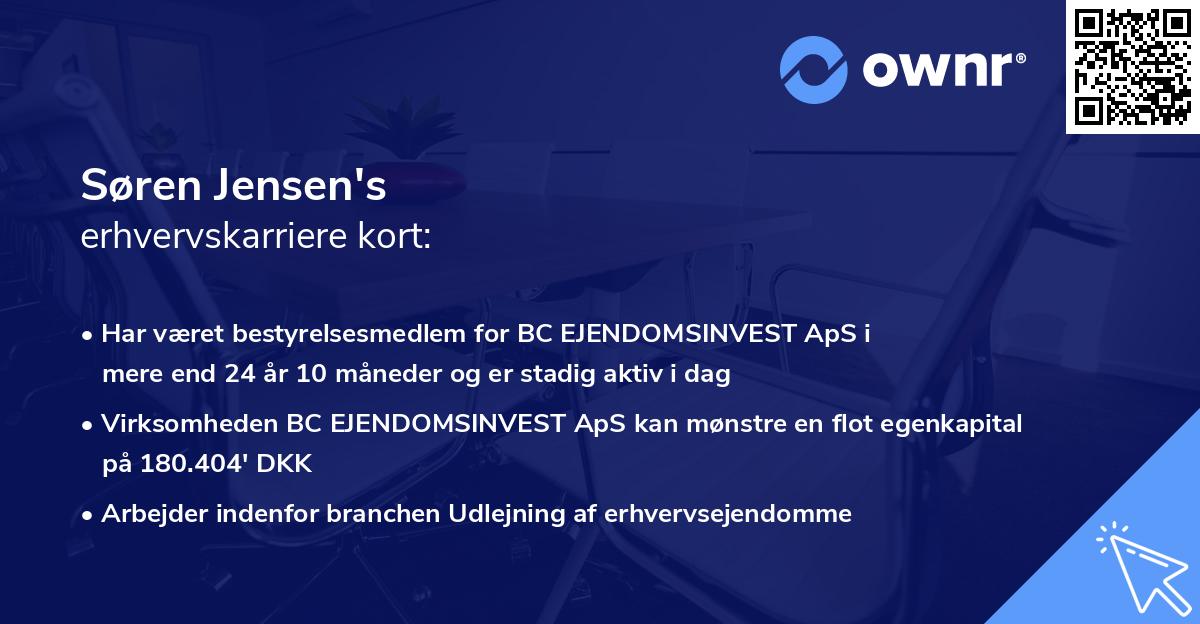 Søren Jensen's erhvervskarriere kort