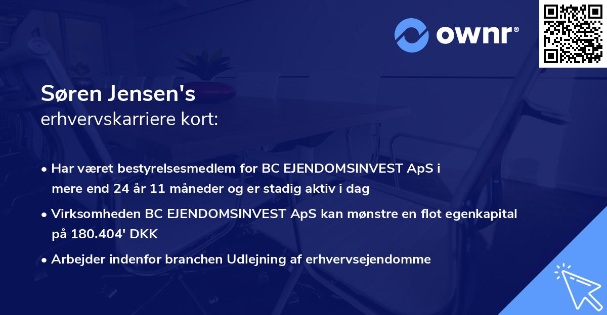 Søren Jensen's erhvervskarriere kort