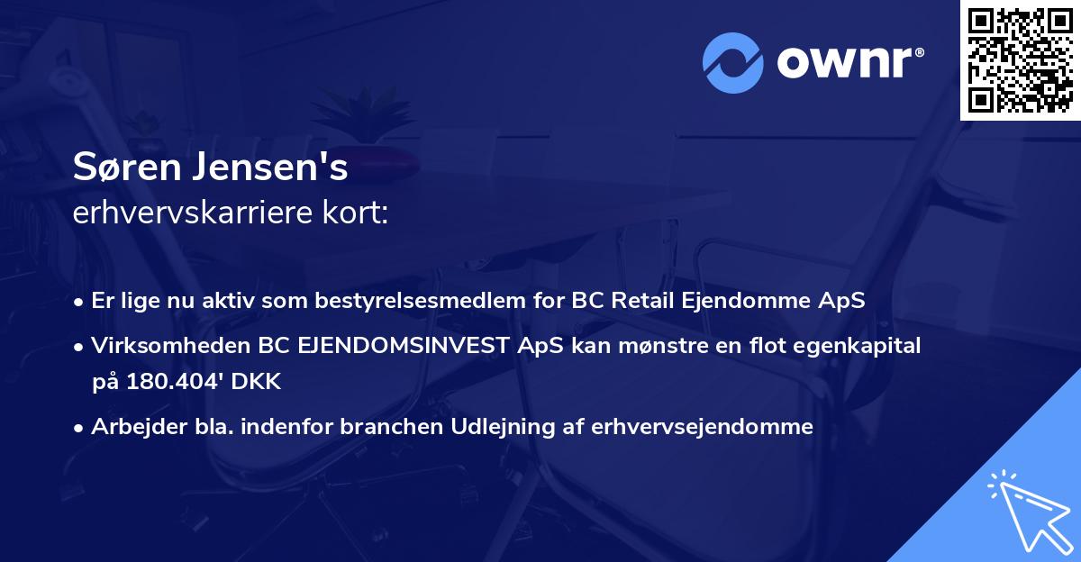 Søren Jensen's erhvervskarriere kort
