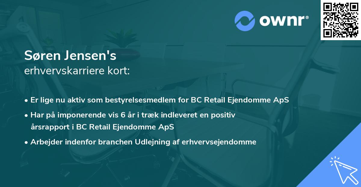 Søren Jensen's erhvervskarriere kort