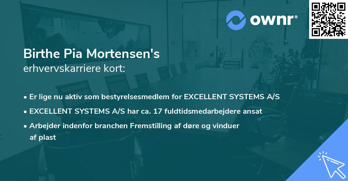 Birthe Pia Mortensen's erhvervskarriere kort