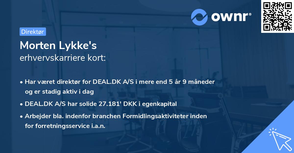 Morten Lykke's erhvervskarriere kort