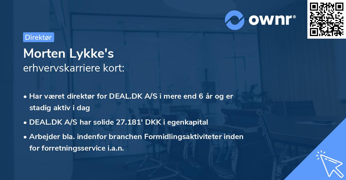 Morten Lykke's erhvervskarriere kort