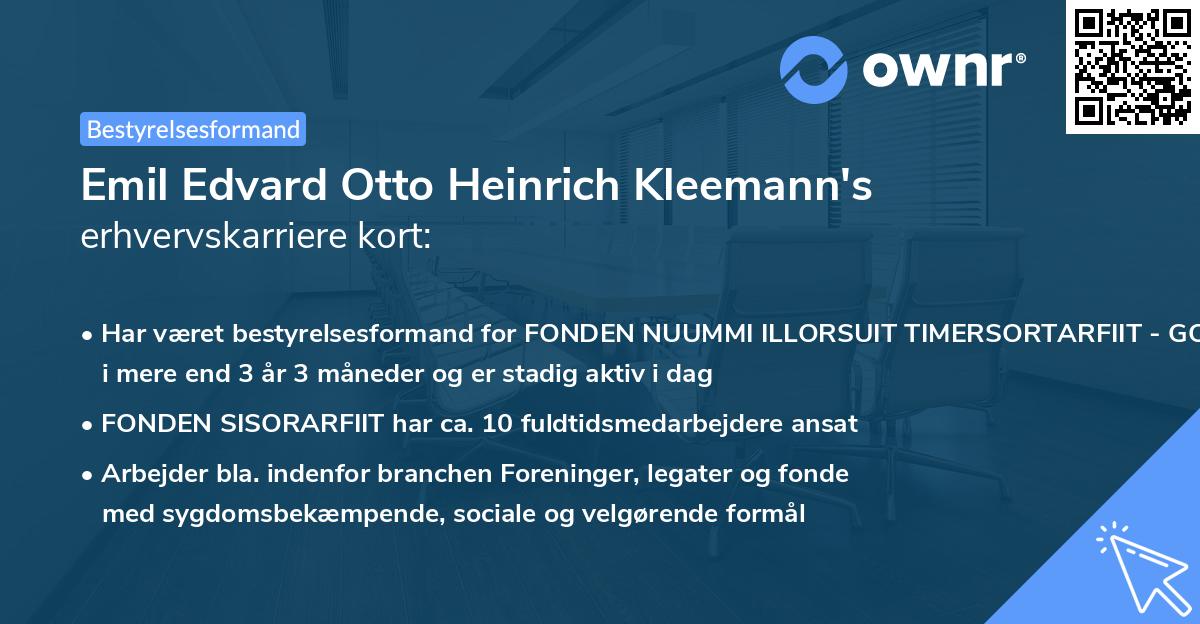 Emil Edvard Otto Heinrich Kleemann's erhvervskarriere kort