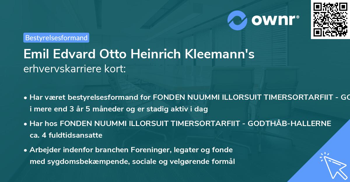 Emil Edvard Otto Heinrich Kleemann's erhvervskarriere kort