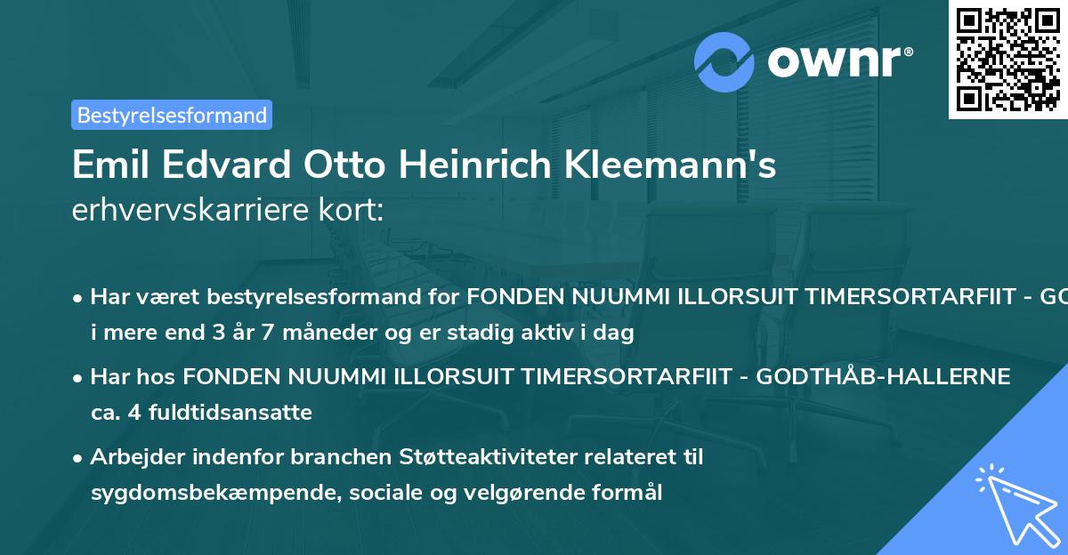 Emil Edvard Otto Heinrich Kleemann's erhvervskarriere kort