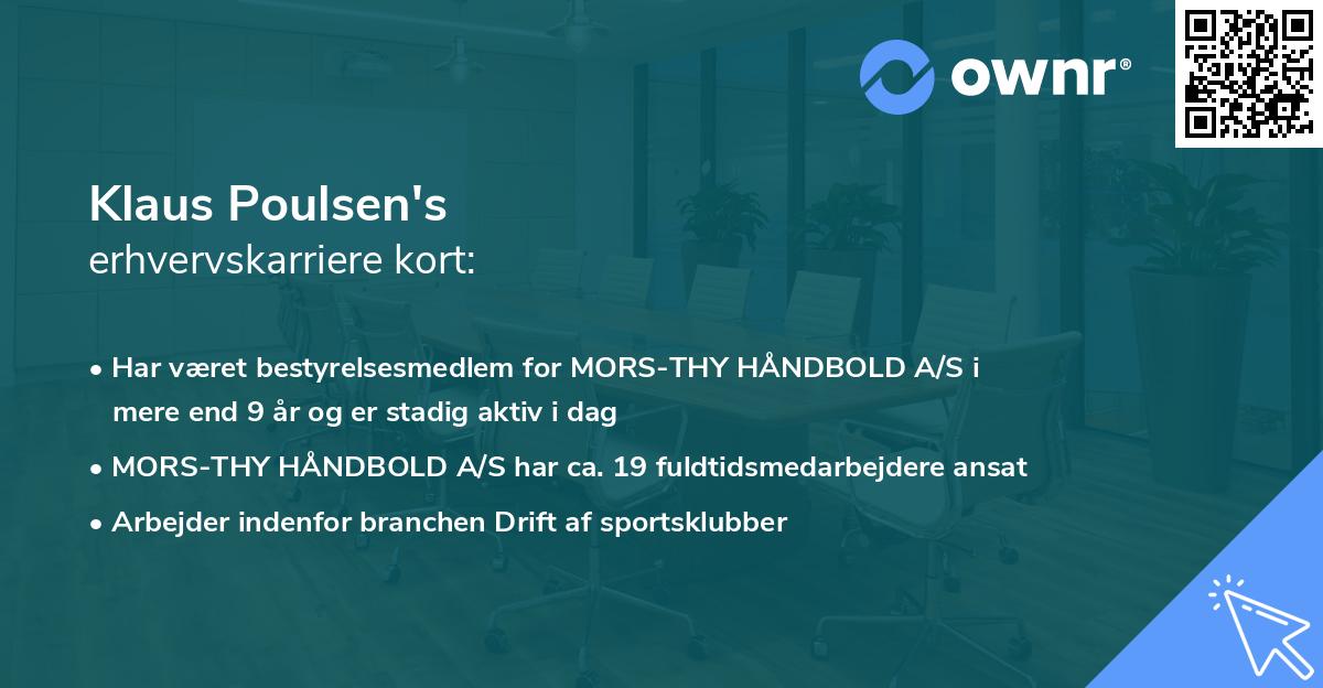 Klaus Poulsen's erhvervskarriere kort