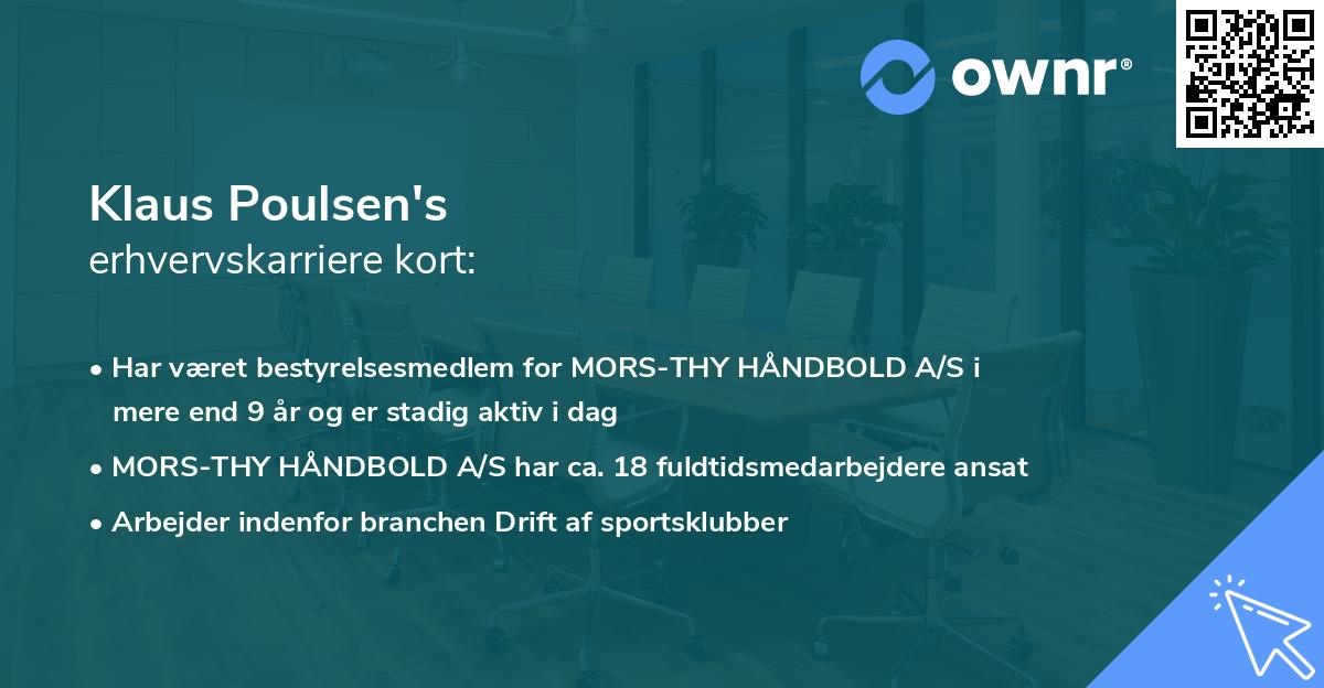 Klaus Poulsen's erhvervskarriere kort