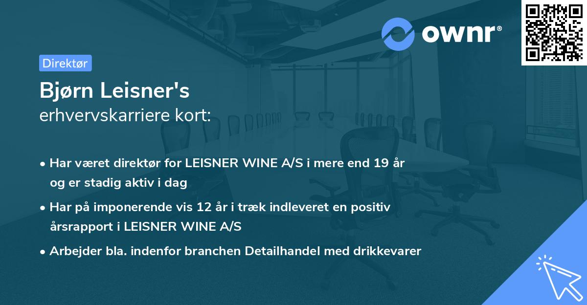 Bjørn Leisner's erhvervskarriere kort