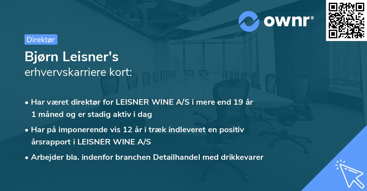 Bjørn Leisner's erhvervskarriere kort
