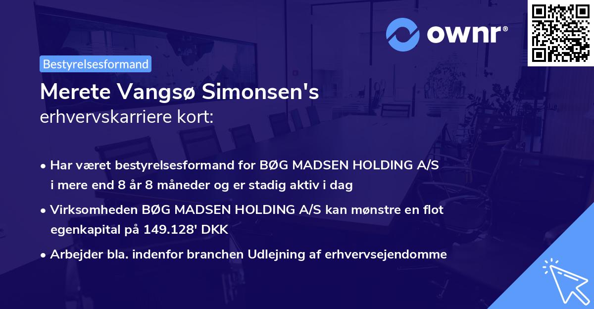 Merete Vangsø Simonsen's erhvervskarriere kort