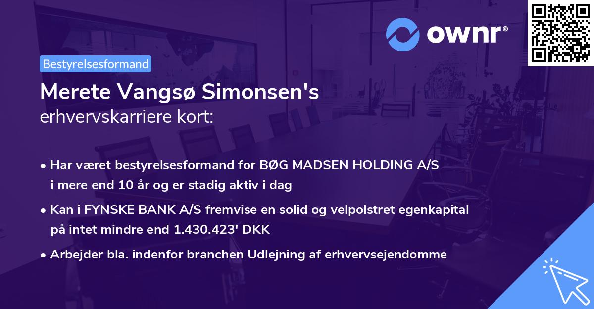 Merete Vangsø Simonsen's erhvervskarriere kort
