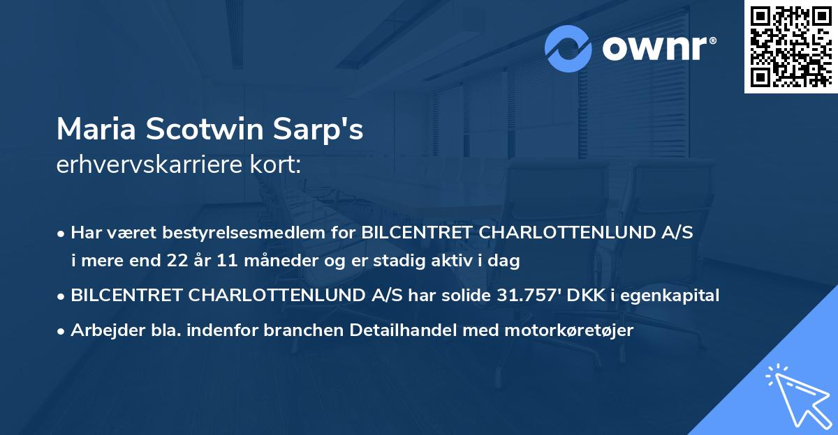 Maria Scotwin Sarp's erhvervskarriere kort