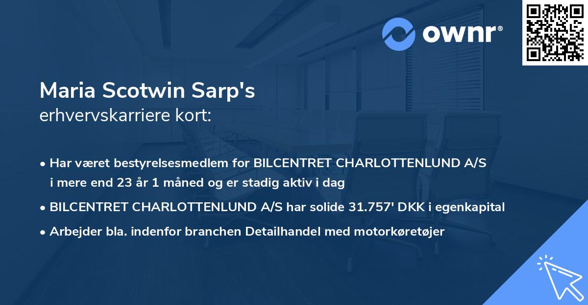 Maria Scotwin Sarp's erhvervskarriere kort
