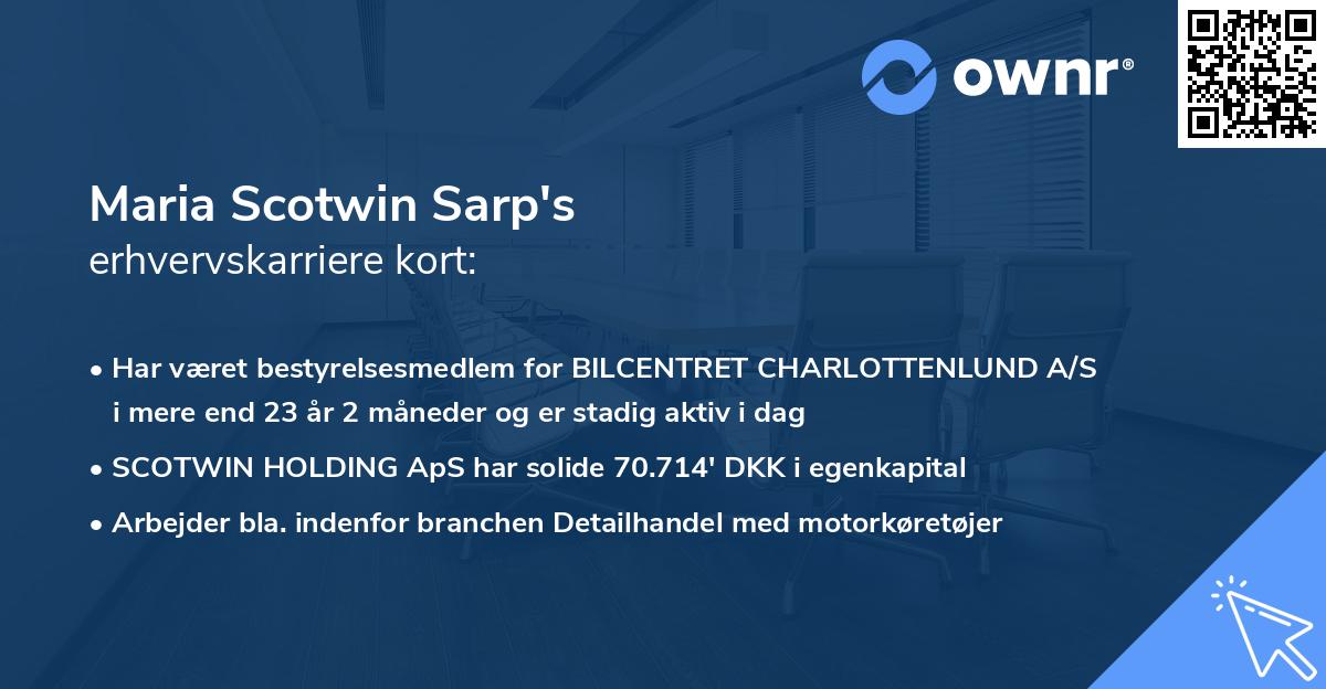 Maria Scotwin Sarp's erhvervskarriere kort