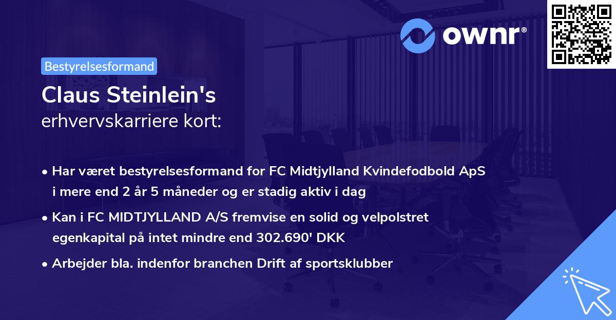 Claus Steinlein's erhvervskarriere kort