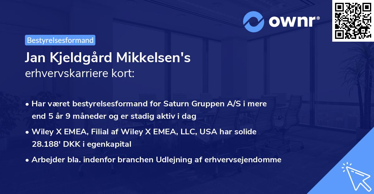 Jan Kjeldgård Mikkelsen's erhvervskarriere kort
