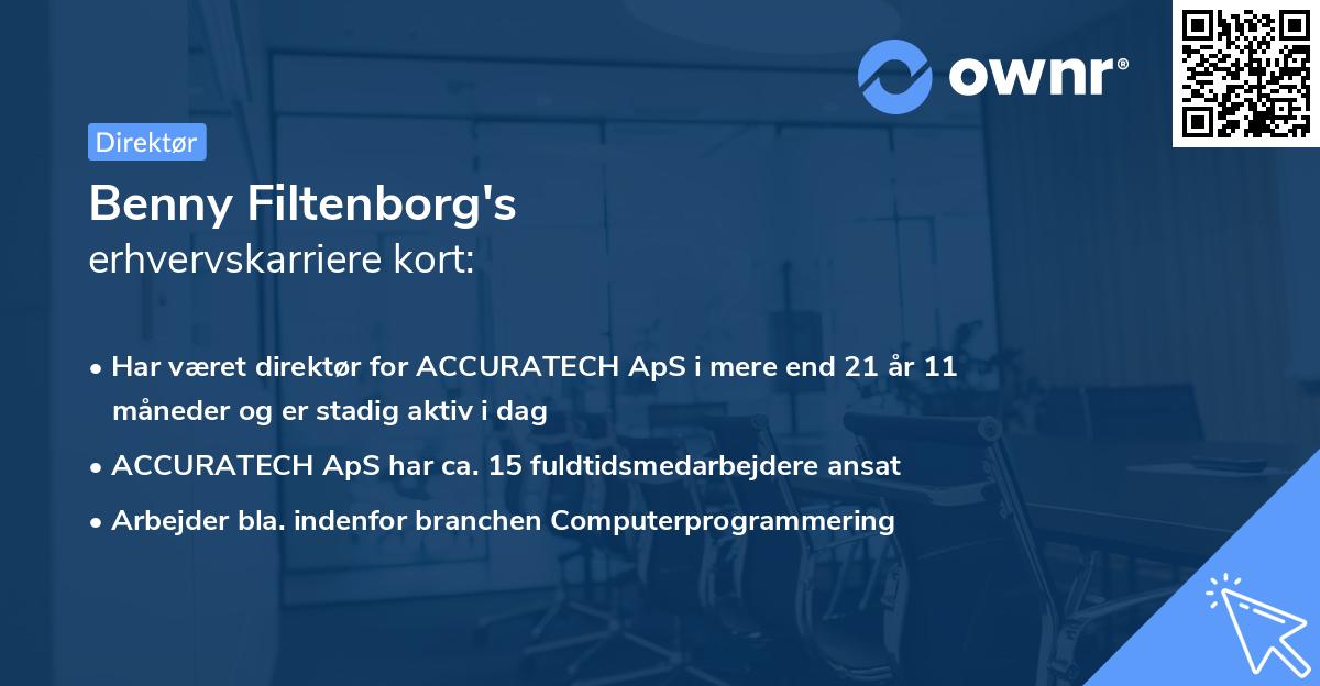 Benny Filtenborg's erhvervskarriere kort