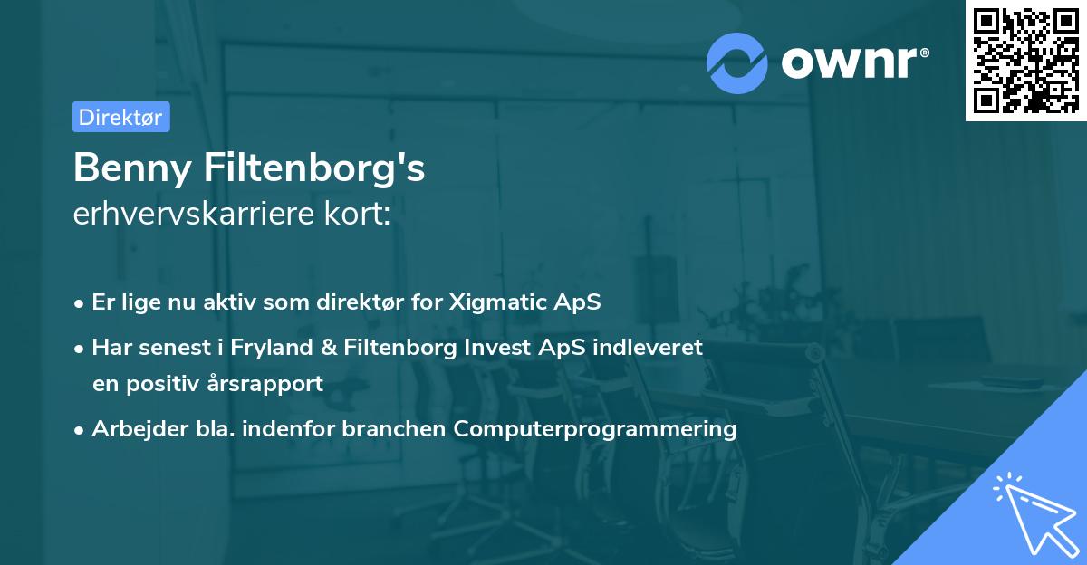 Benny Filtenborg's erhvervskarriere kort